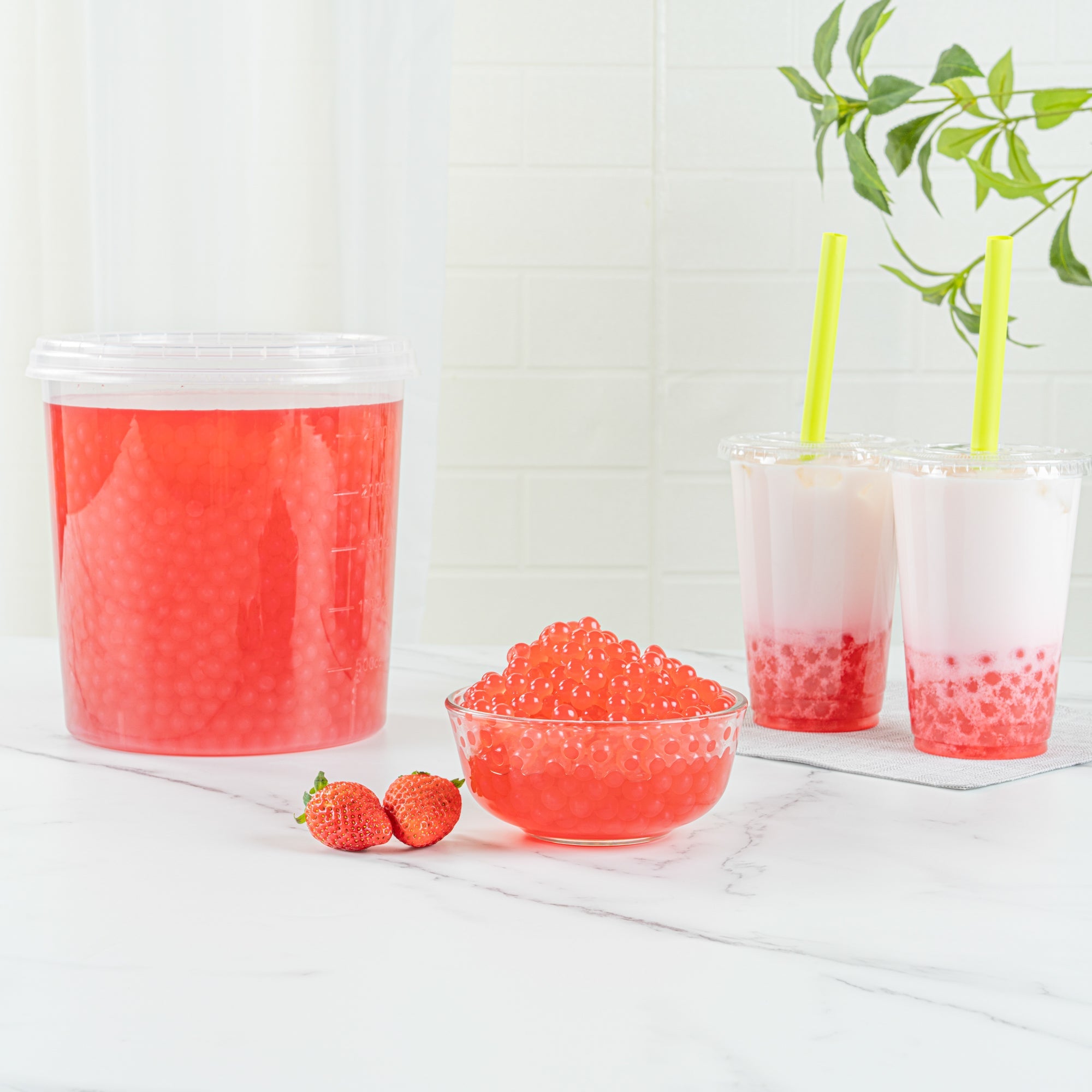 Tea Tek 7 lb Popping Boba - Strawberry - 4 count box