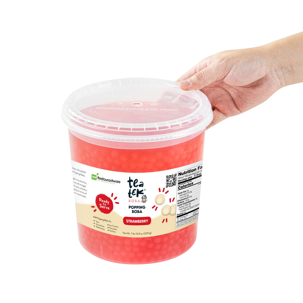 Tea Tek 7 lb Popping Boba - Strawberry - 4 count box