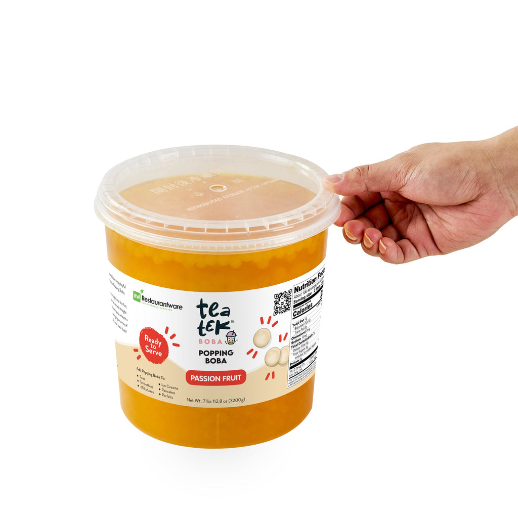 Tea Tek 7 lb Popping Boba - Passion Fruit - 4 count box