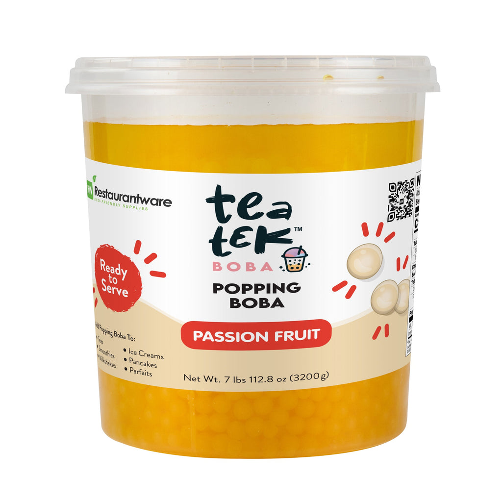Tea Tek 7 lb Popping Boba - Passion Fruit - 4 count box