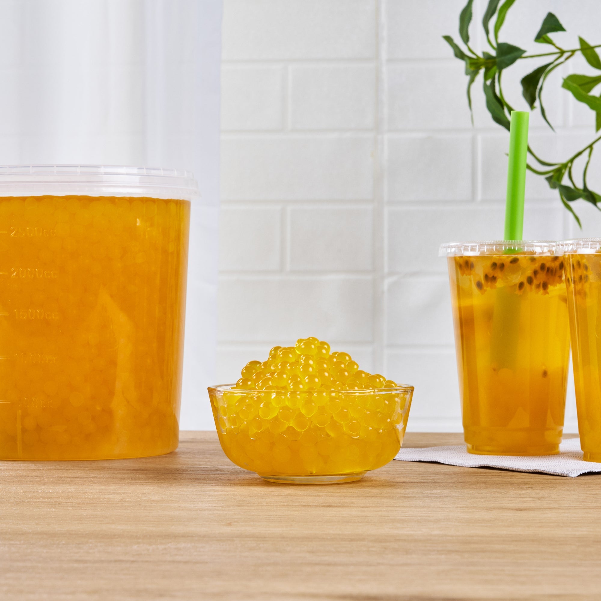 Tea Tek 7 lb Popping Boba - Passion Fruit - 4 count box