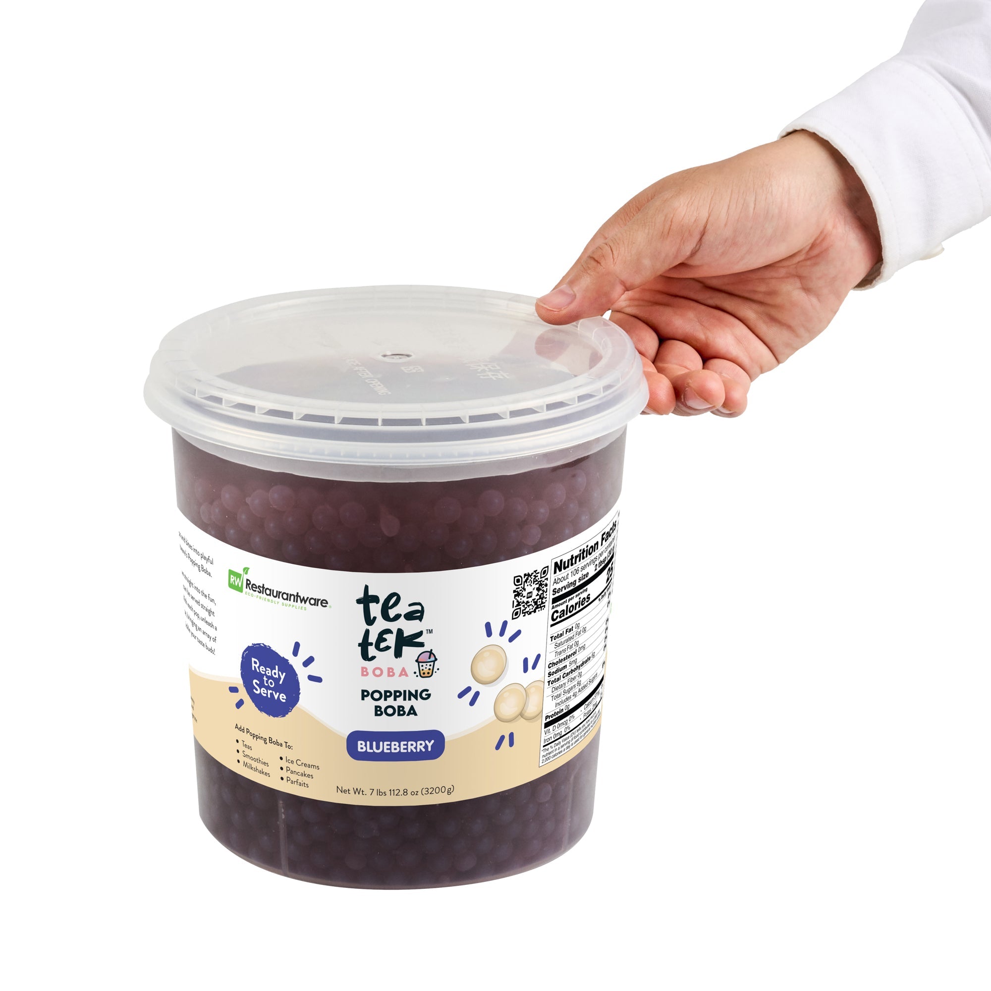 Tea Tek 7 lb Blueberry Popping Boba - 4 count box