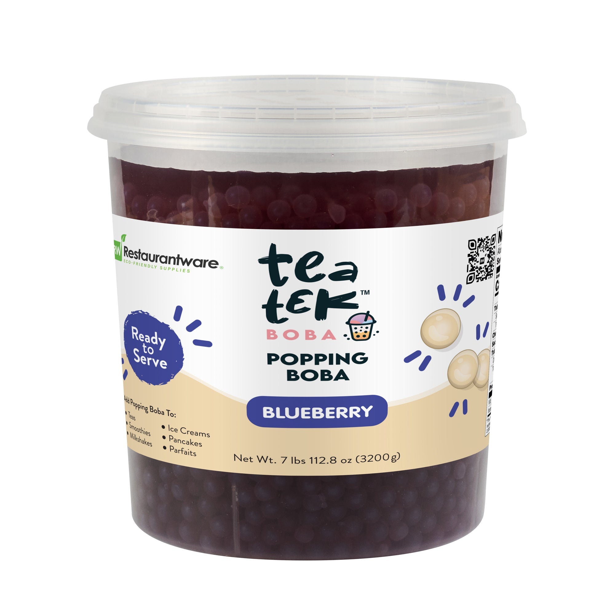 Tea Tek 7 lb Blueberry Popping Boba - 4 count box
