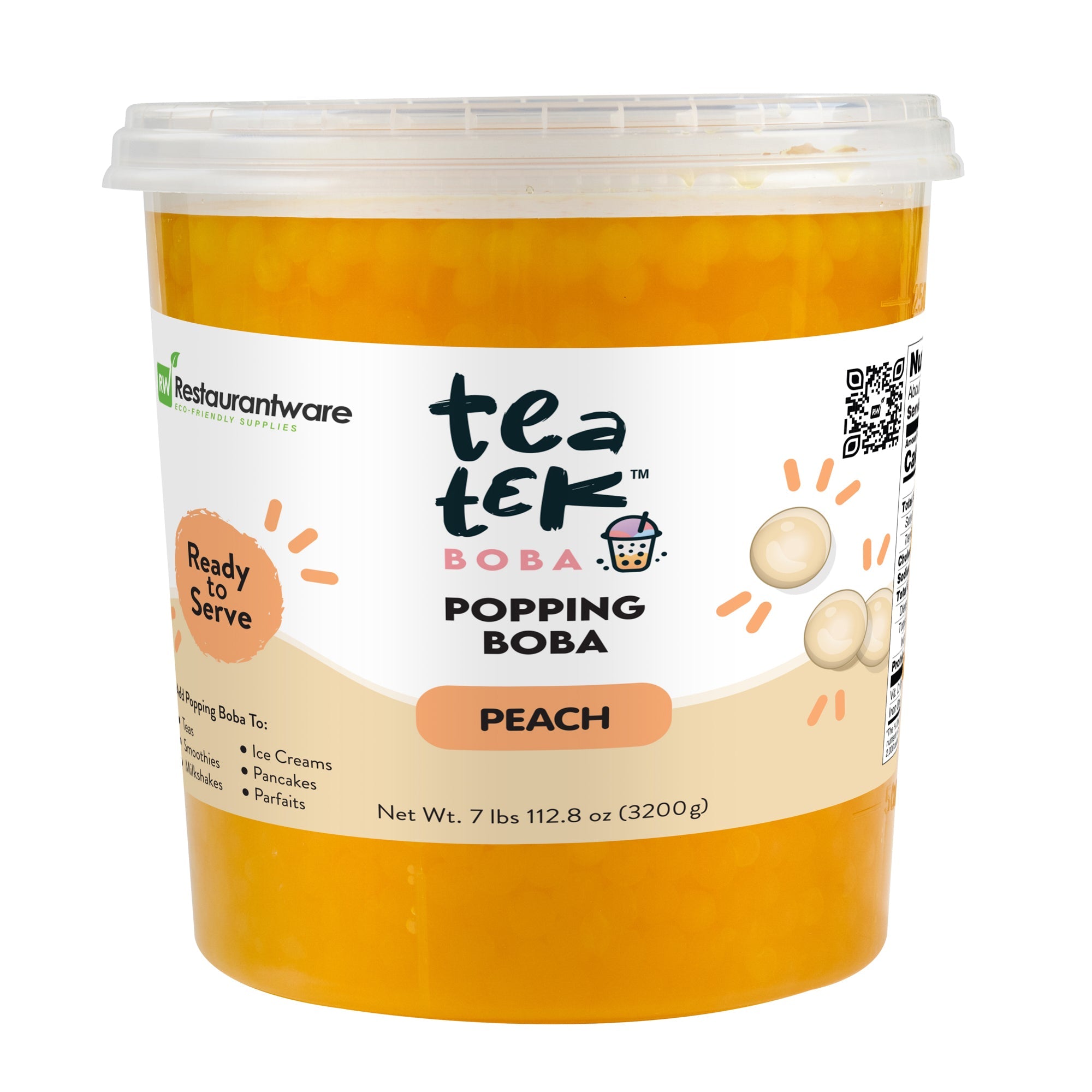 Tea Tek 7 lb Popping Boba - Peach - 4 count box