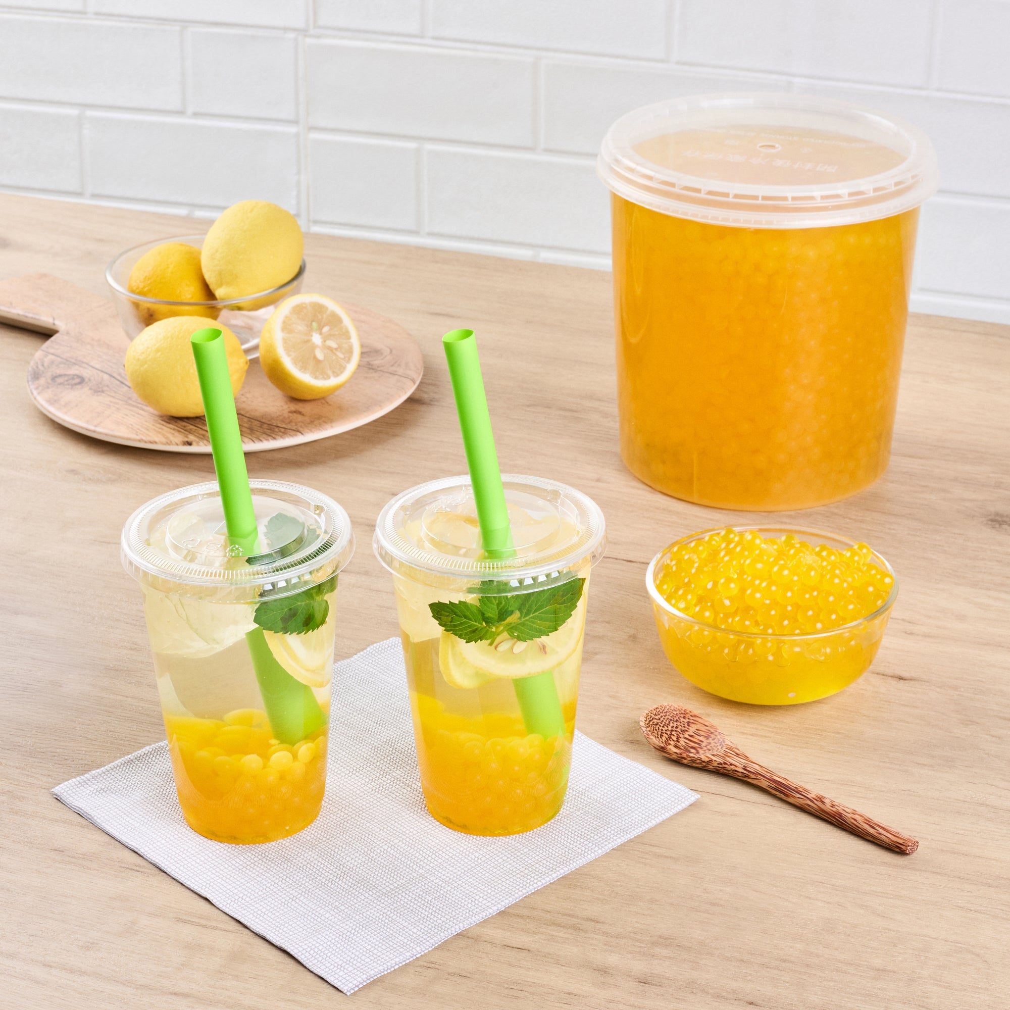 Tea Tek 7 lb Lemon Popping Boba - 4 count box