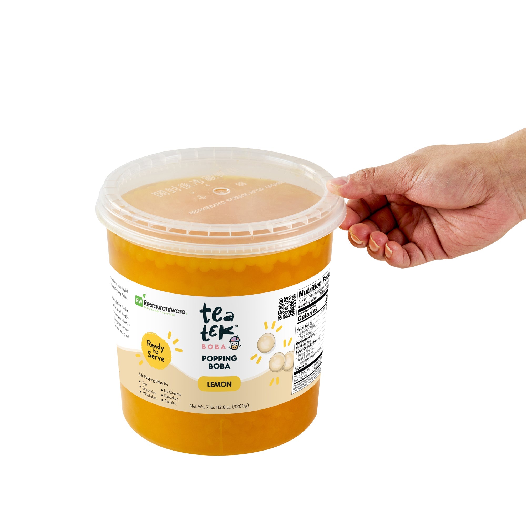 Tea Tek 7 lb Lemon Popping Boba - 4 count box