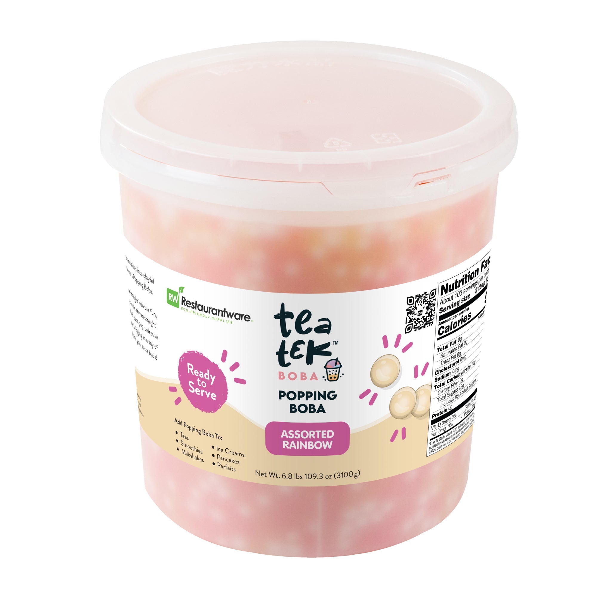 Tea Tek 6.8 lb Assorted Rainbow Popping Boba - 4 count box