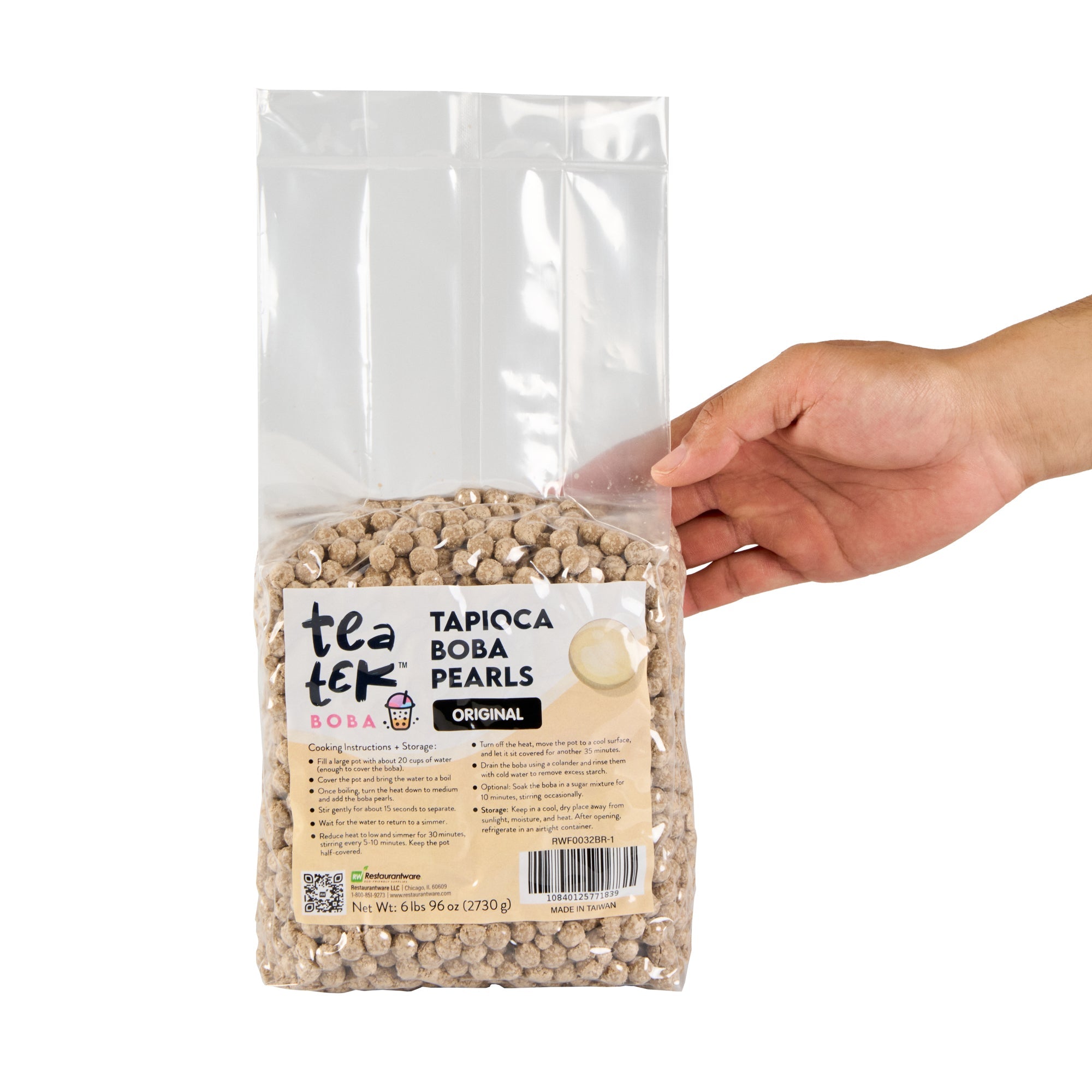Tea Tek 6 lb Tapioca Boba Pearls - Original - 6 count box