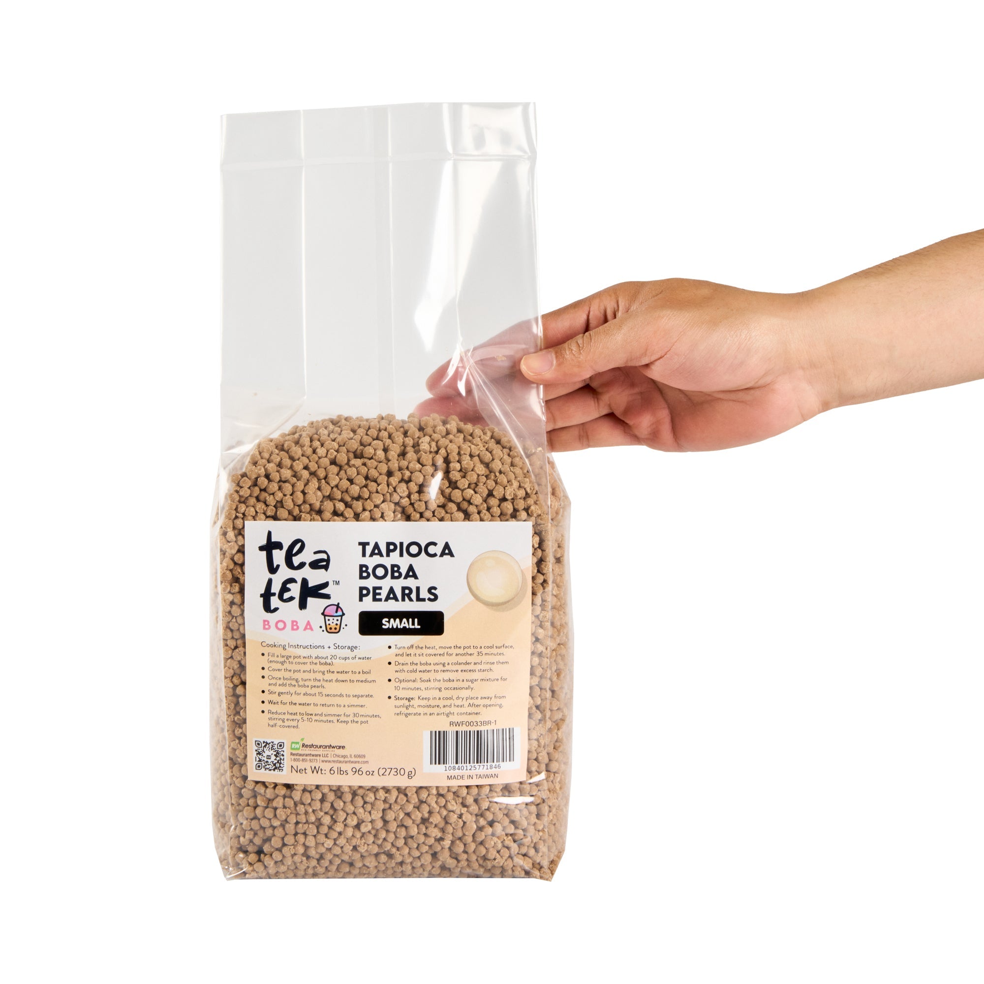 Tea Tek 6 lb Tapioca Boba Pearls - Small - 6 count box