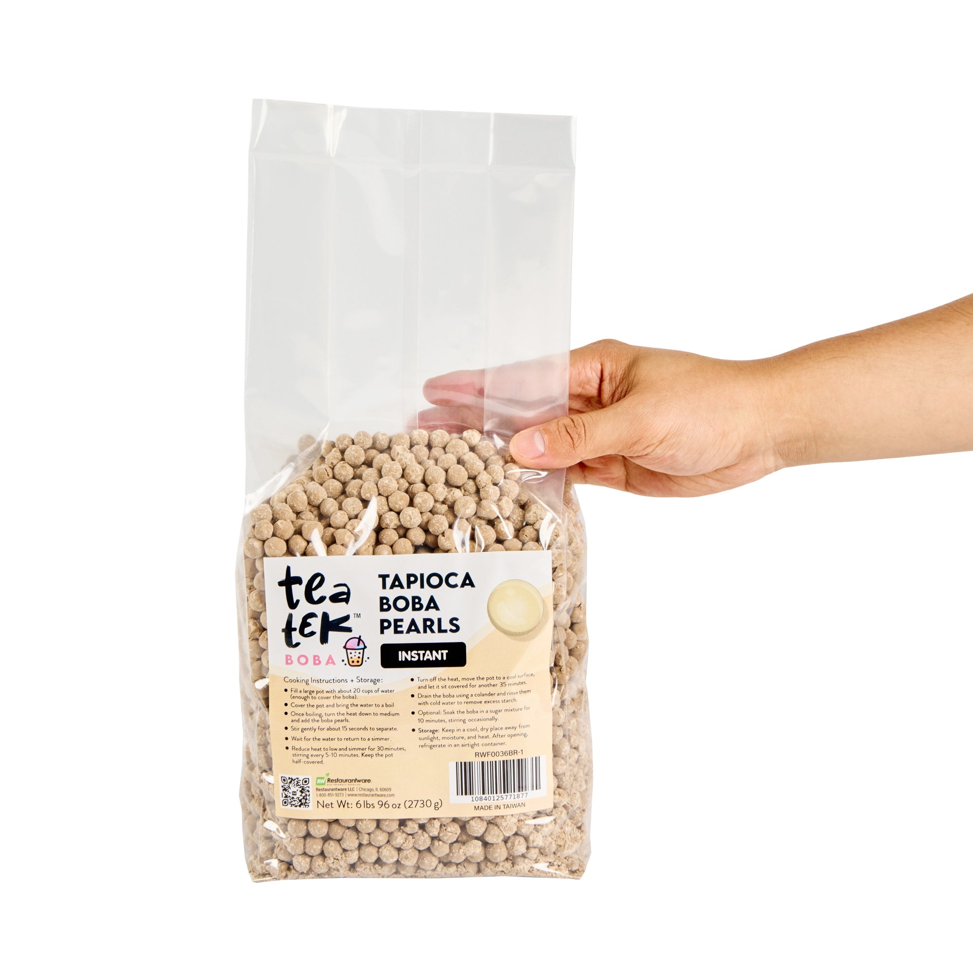 Tea Tek 6 lb Tapioca Boba Pearls - Instant - 6 count box