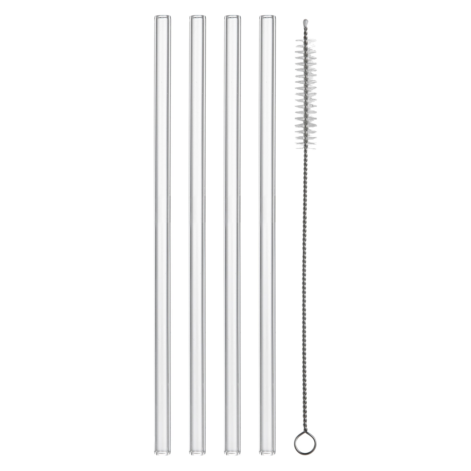 Forma Professional Clear Glass Straw - Borosilicate, with Brush - 7 3/4'' - 10 count box