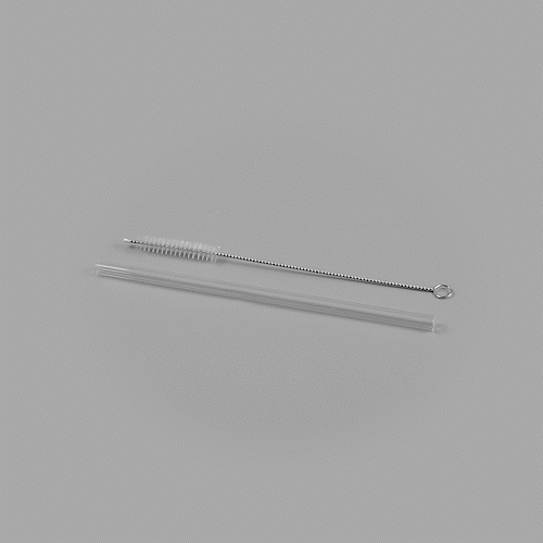 Forma Professional Clear Glass Straw - Borosilicate, with Brush - 7 3/4'' - 100 count box