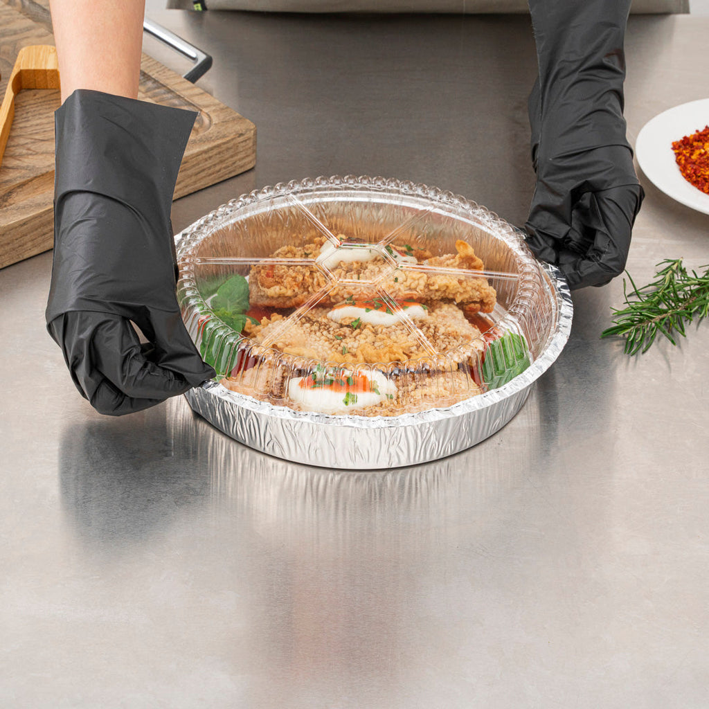 Foil Lux Round Clear Plastic Dome Lid - Fits 9" Take Out Pan - 100 count box
