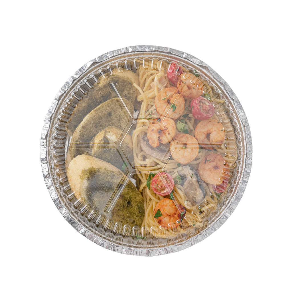 Foil Lux Round Clear Plastic Dome Lid - Fits 8" Take Out Pan - 100 count box