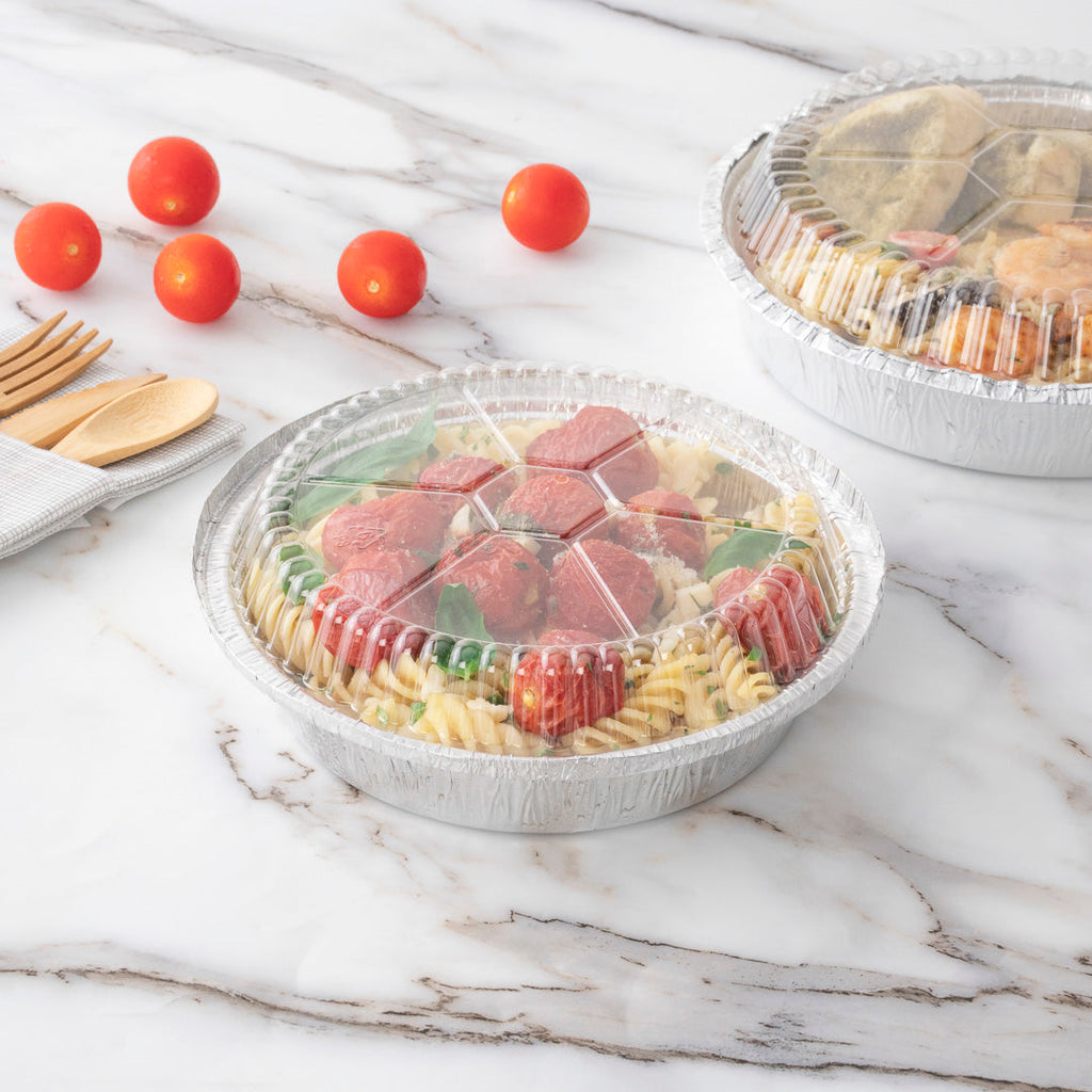 Foil Lux Round Clear Plastic Dome Lid - Fits 7" Take Out Pan - 100 count box