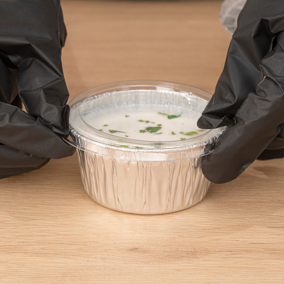 Foil Lux Round Clear Plastic Flat Lid - Fits Ramekin / Portion Cup - 100 count box
