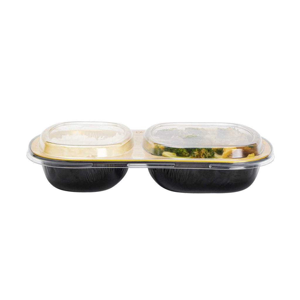 Foil Lux Clear Plastic Flat Lid - Fits 2-Compartment Foil Container - 100 count box