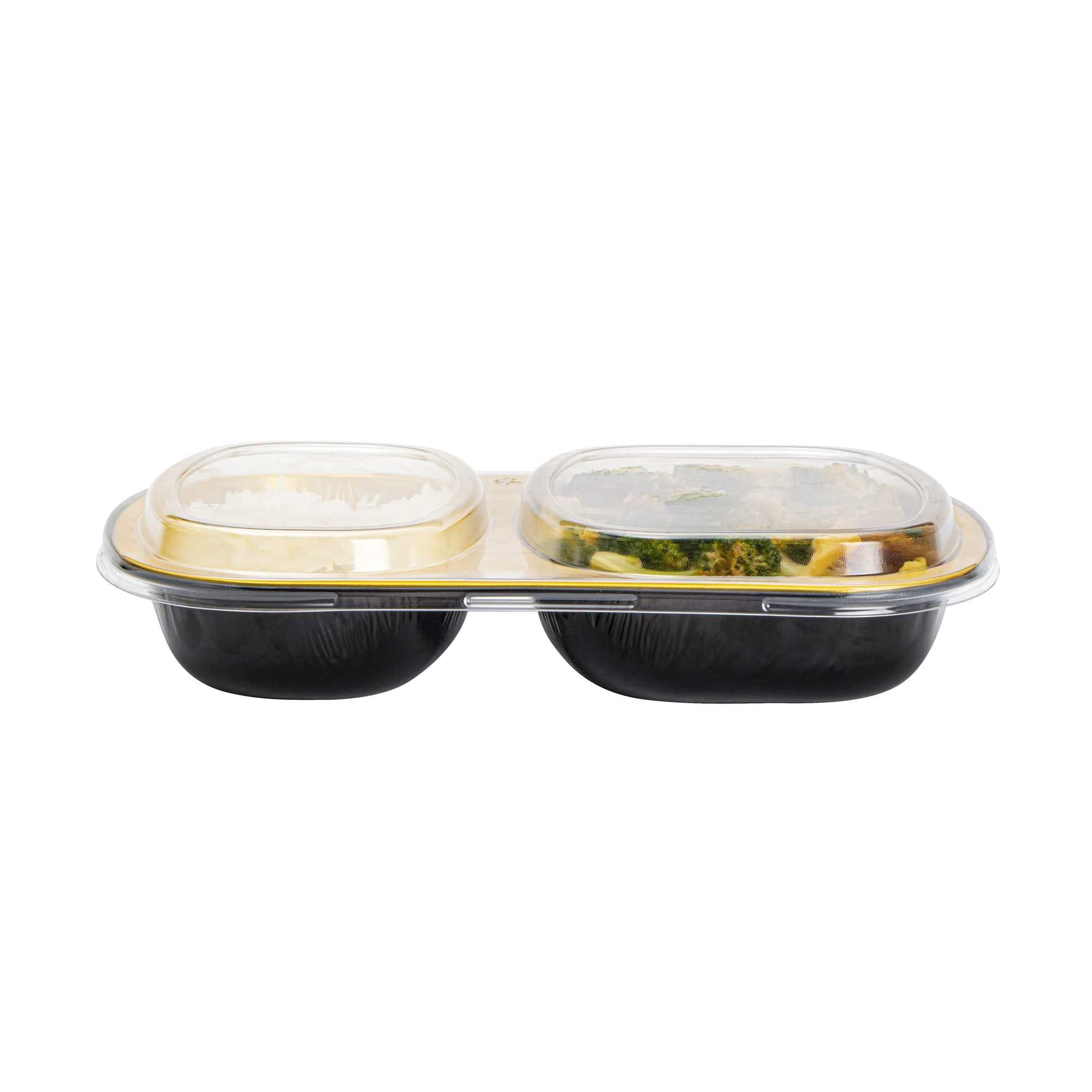Foil Lux Clear Plastic Flat Lid - Fits 2-Compartment Foil Container - 100 count box