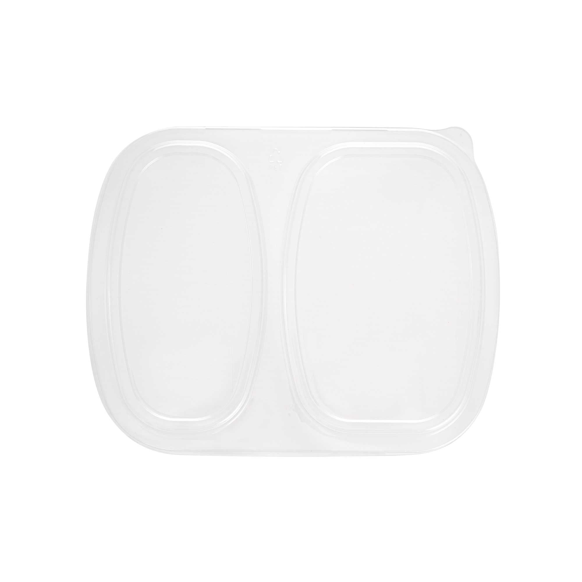 Foil Lux Clear Plastic Flat Lid - Fits 2-Compartment Foil Container - 100 count box