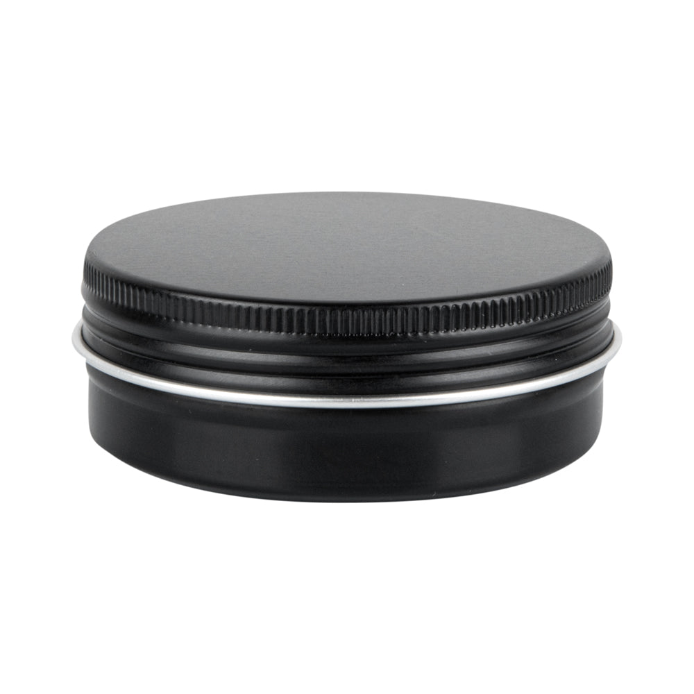 Chef 101 2 oz Round Black Tin Container - with Screw Lid - 100 count box