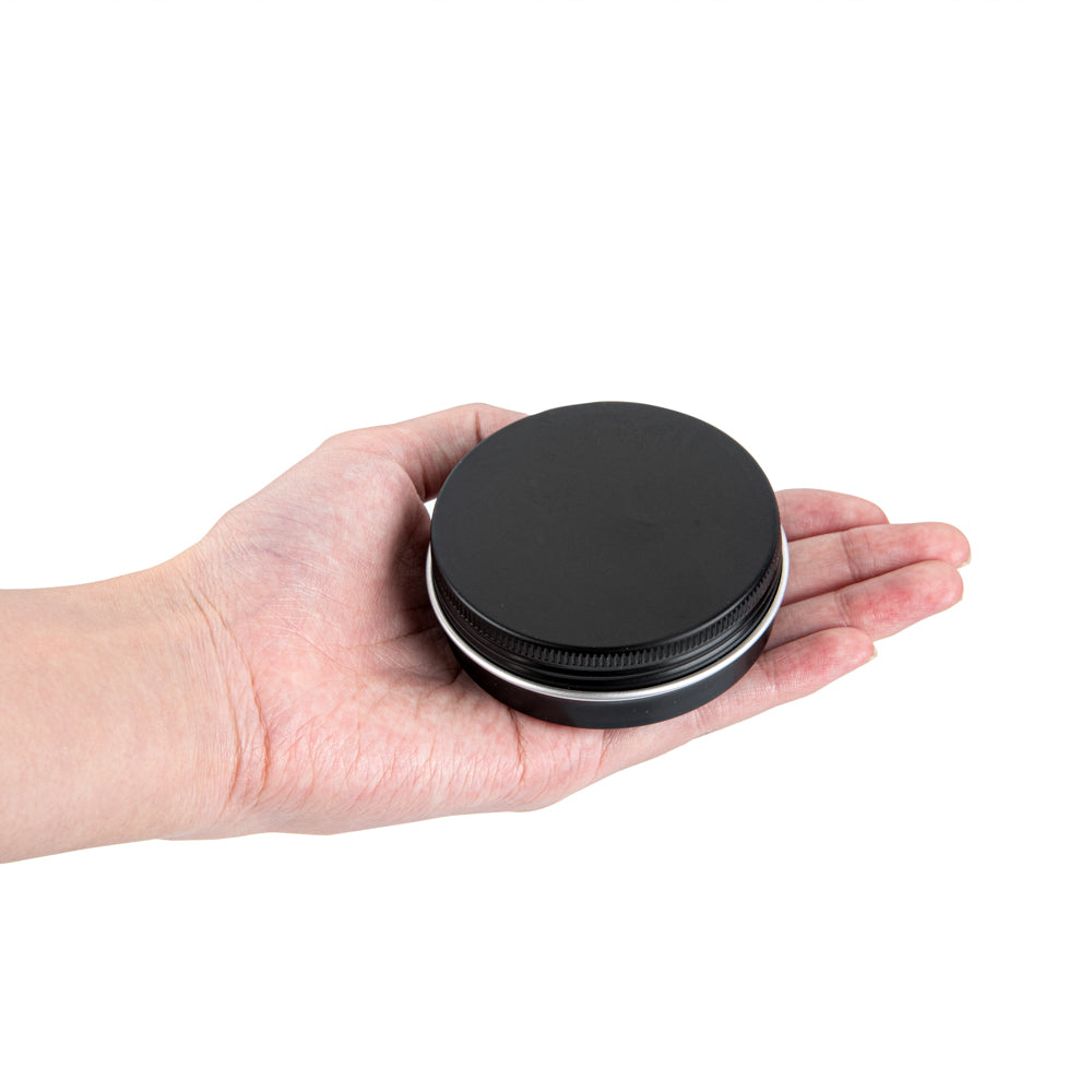 Chef 101 2 oz Round Black Tin Container - with Screw Lid - 100 count box
