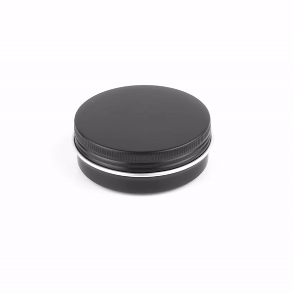 Chef 101 2 oz Round Black Tin Container - with Screw Lid - 100 count box