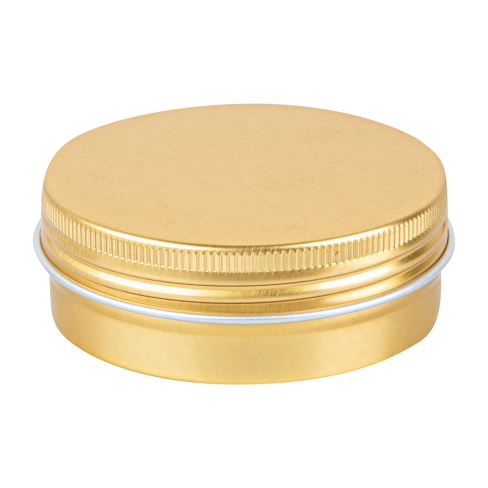 Chef 101 2 oz Round Gold Tin Container - with Screw Lid - 100 count box