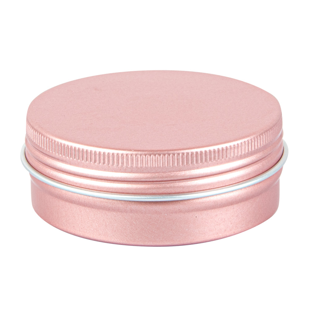 Chef 101 2 oz Round Rose Gold Tin Container - with Screw Lid - 100 count box