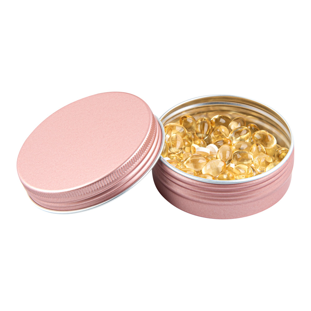 Chef 101 2 oz Round Rose Gold Tin Container - with Screw Lid - 10 count box