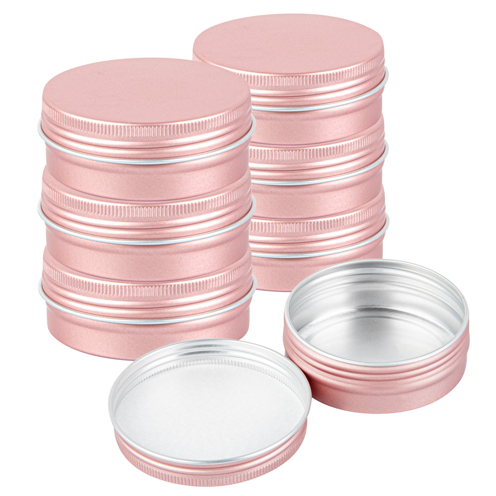 Chef 101 2 oz Round Rose Gold Tin Container - with Screw Lid - 100 count box