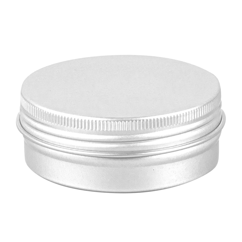 Chef 101 2 oz Round Silver Tin Container - with Screw Lid - 10 count box