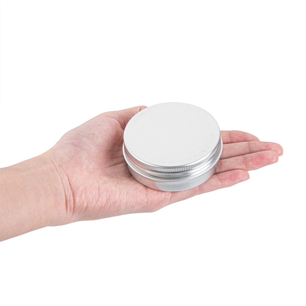 Chef 101 2 oz Round Silver Tin Container - with Screw Lid - 10 count box