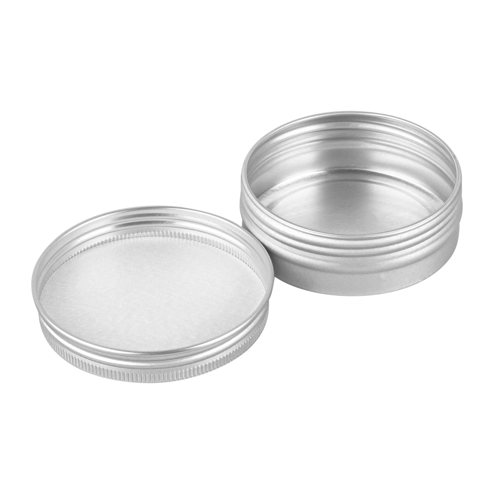 Chef 101 2 oz Round Silver Tin Container - with Screw Lid - 10 count box