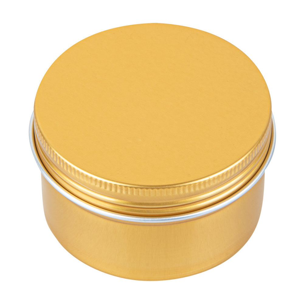 Chef 101 4 oz Round Gold Tin Container - with Screw Lid - 10 count box
