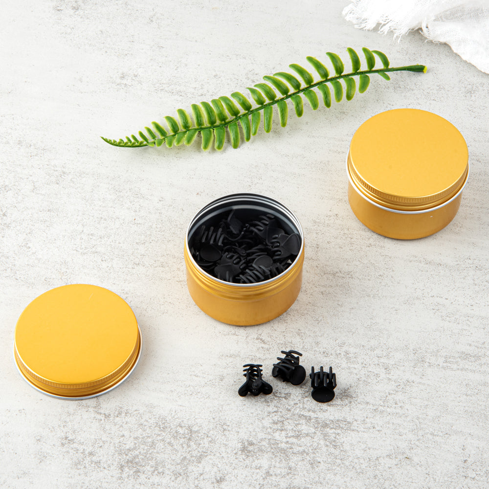 Chef 101 4 oz Round Gold Tin Container - with Screw Lid - 100 count box