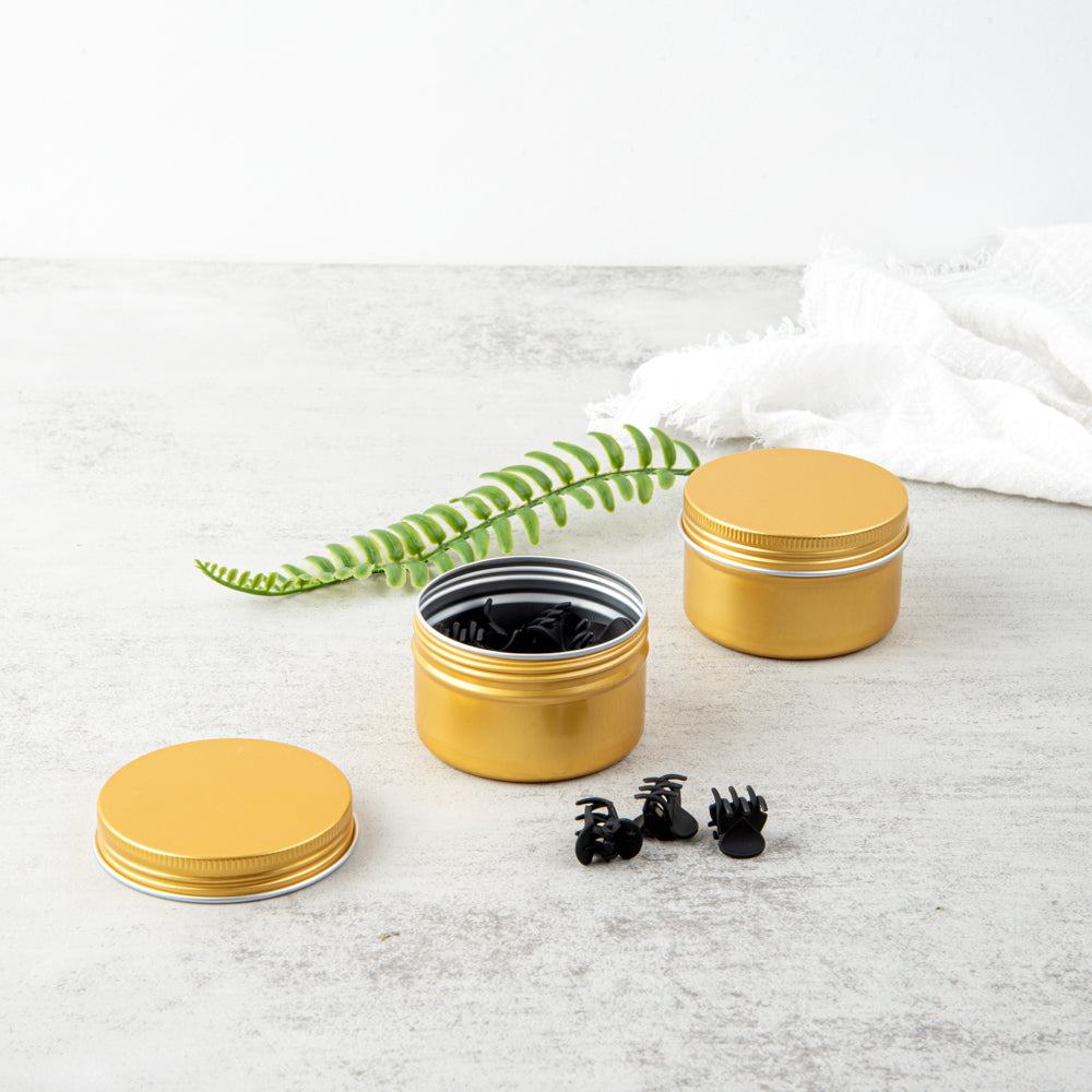 Chef 101 4 oz Round Gold Tin Container - with Screw Lid - 100 count box