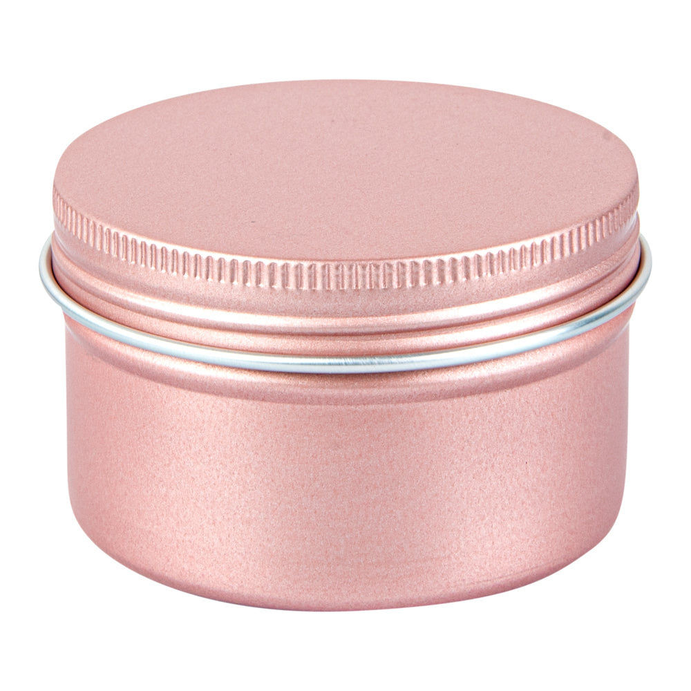 Chef 101 4 oz Round Rose Gold Tin Container - with Screw Lid - 100 count box