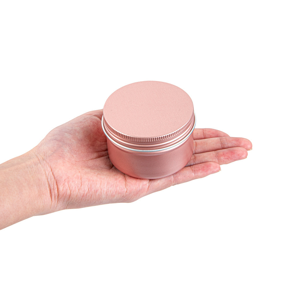 Chef 101 4 oz Round Rose Gold Tin Container - with Screw Lid - 10 count box