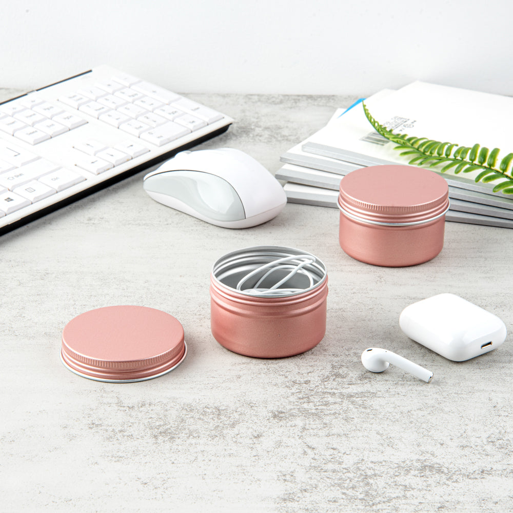 Chef 101 4 oz Round Rose Gold Tin Container - with Screw Lid - 10 count box