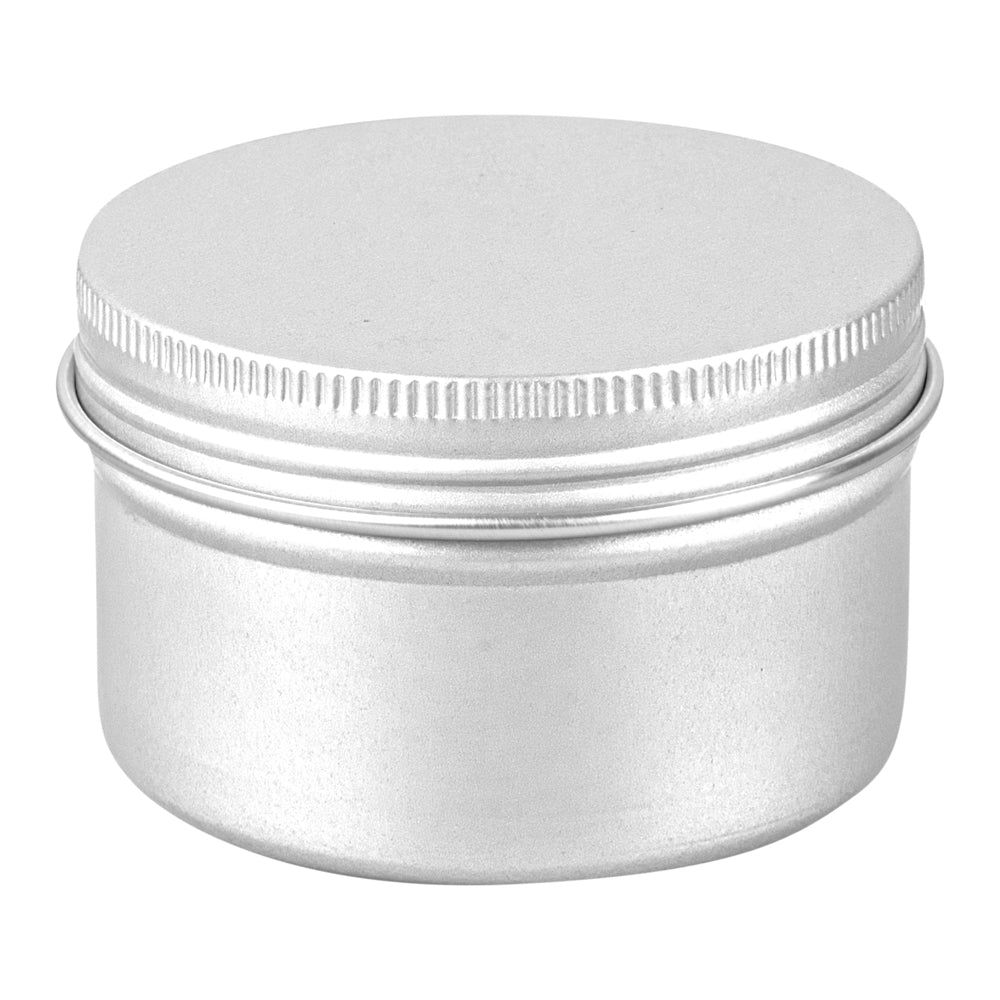 Chef 101 4 oz Round Silver Tin Container - with Screw Lid - 10 count box