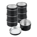 Chef 101 4 oz Round Black Tin Container - with Window Lid - 10 count box