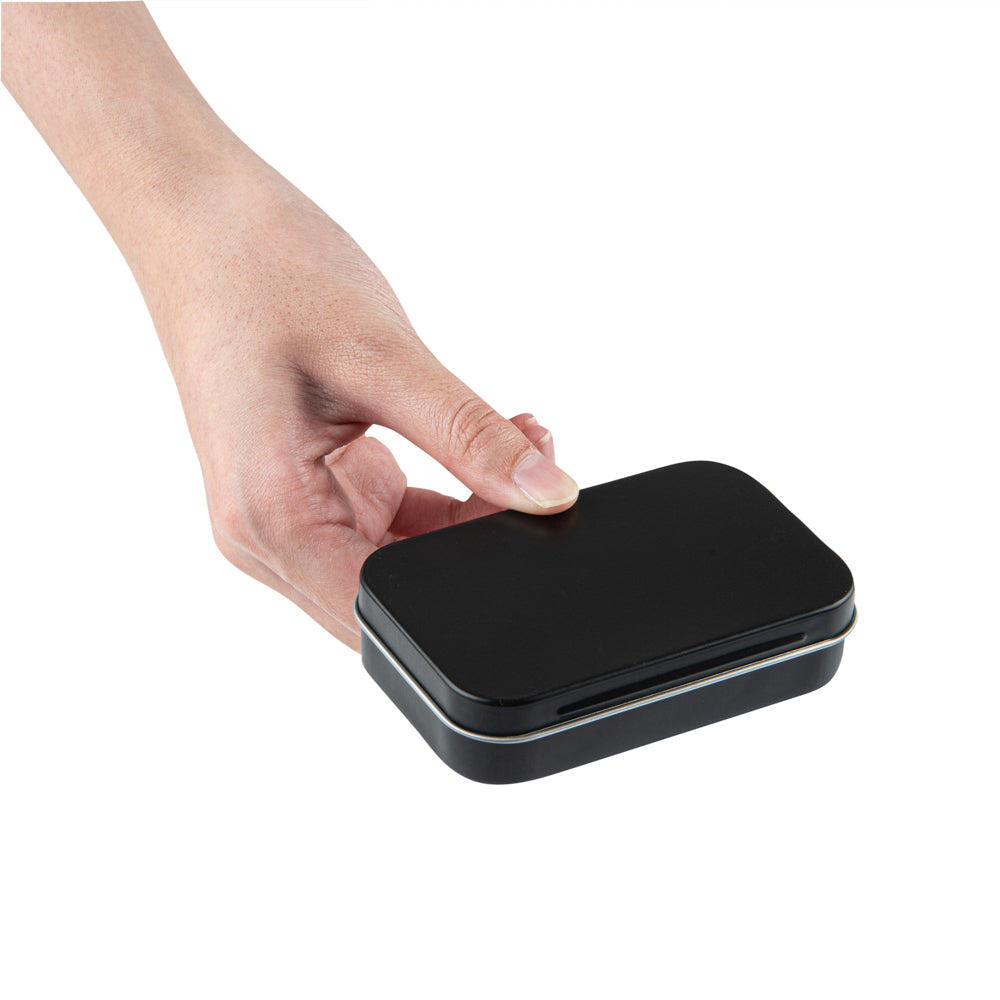 Chef 101 4 oz Rectangle Black Tin Container - with Hinged Lid - 100 count box