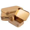 Chef 101 4 oz Rectangle Gold Tin Container - with Hinged Lid - 10 count box