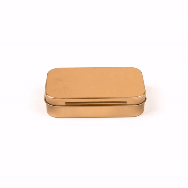 Chef 101 4 oz Rectangle Gold Tin Container - with Hinged Lid - 10 count box