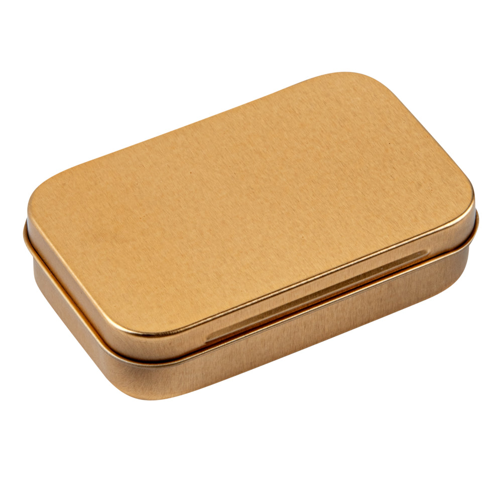 Chef 101 4 oz Rectangle Gold Tin Container - with Hinged Lid - 10 count box