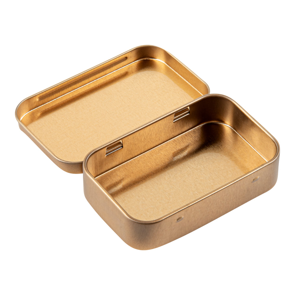 Chef 101 4 oz Rectangle Gold Tin Container - with Hinged Lid - 100 count box