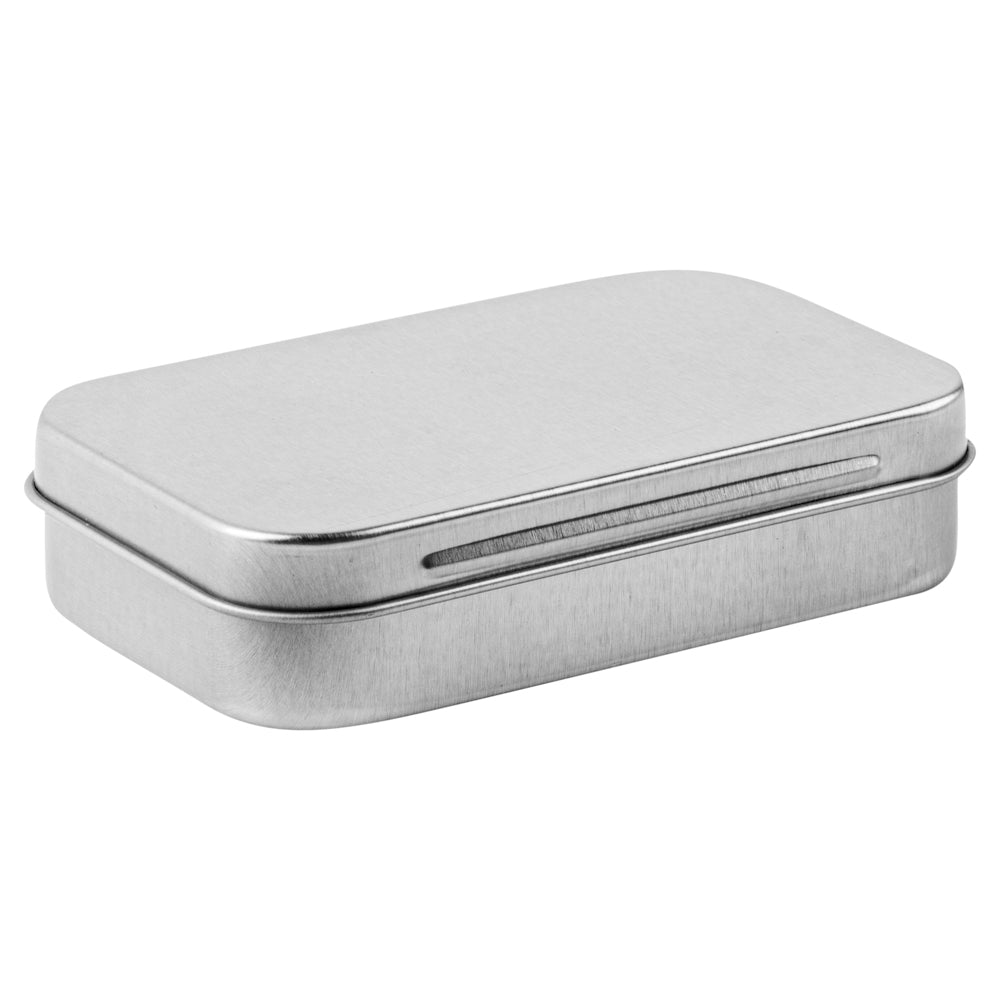 Chef 101 4 oz Rectangle Silver Tin Container - with Hinged Lid- 10 count box