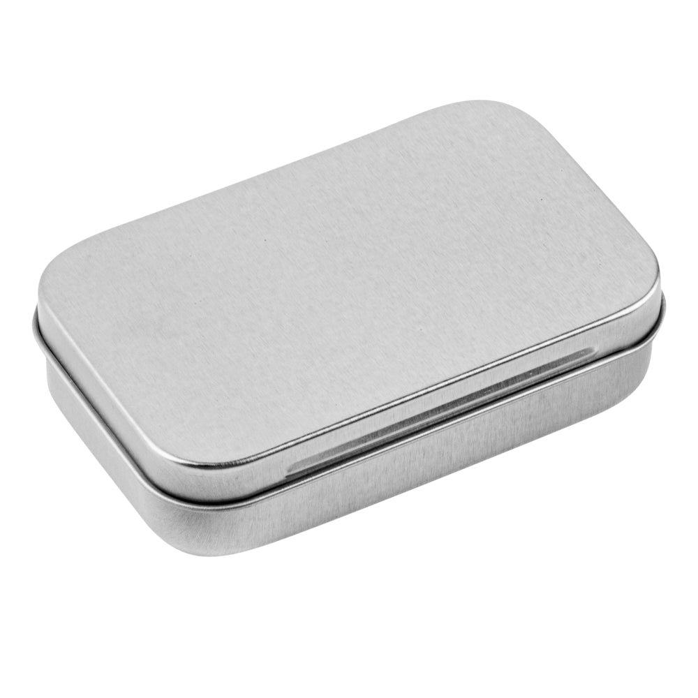 Chef 101 4 oz Rectangle Silver Tin Container - with Hinged Lid- 10 count box