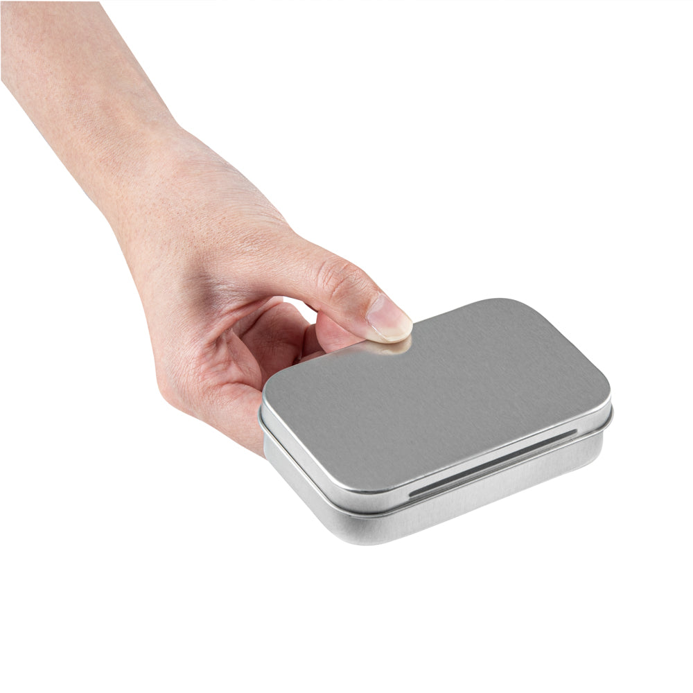Chef 101 4 oz Rectangle Silver Tin Container - with Hinged Lid - 100 count box