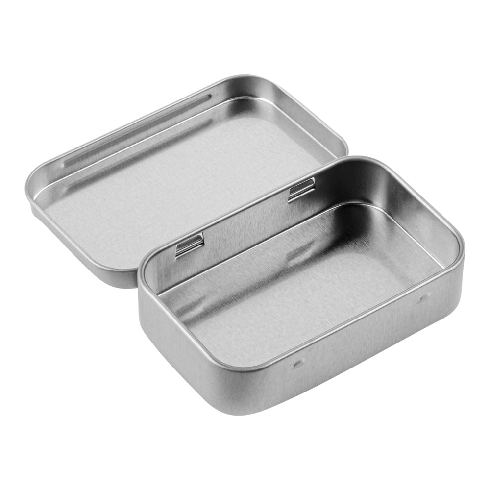 Chef 101 4 oz Rectangle Silver Tin Container - with Hinged Lid - 100 count box